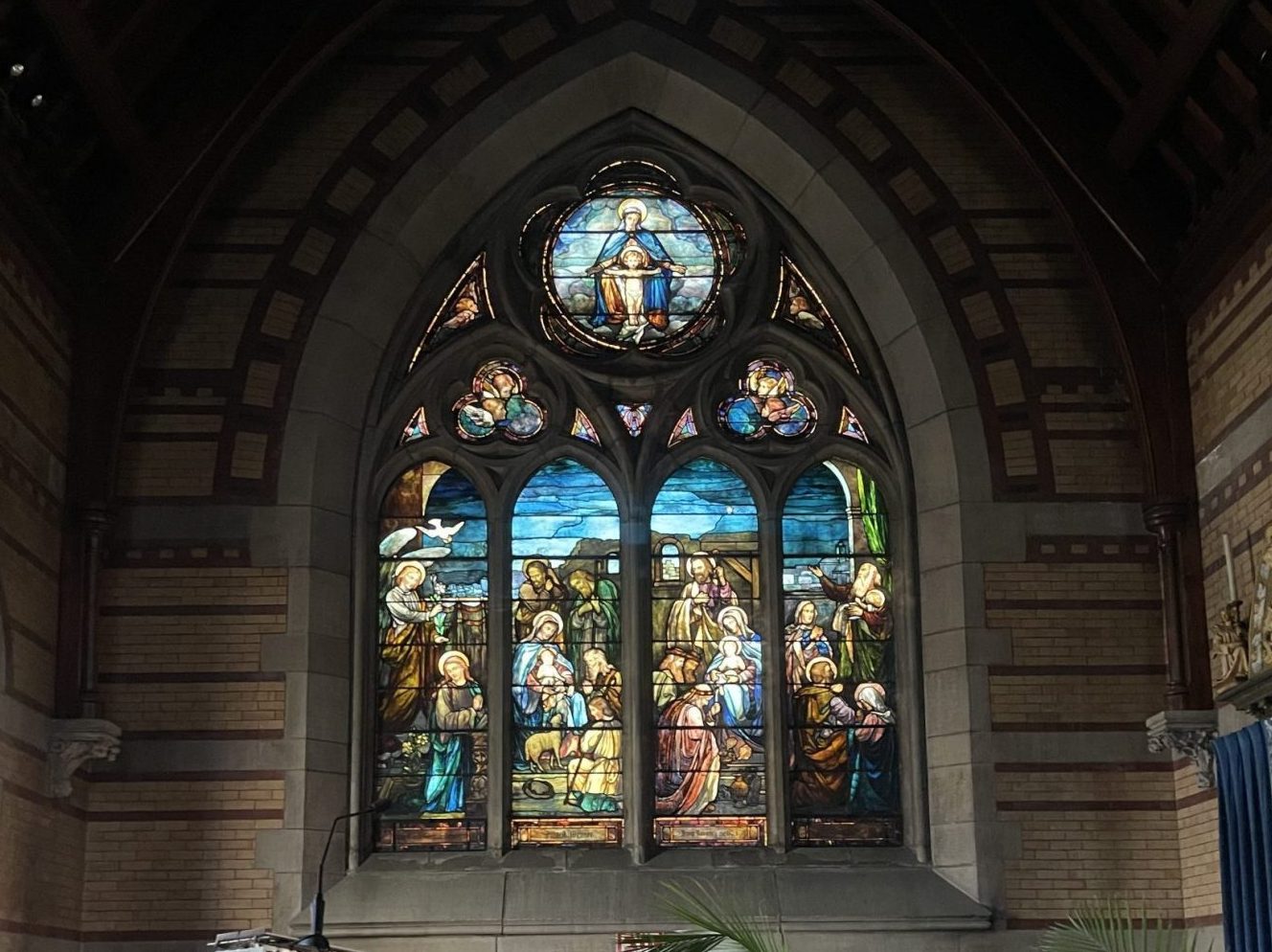 stained glass window interior church