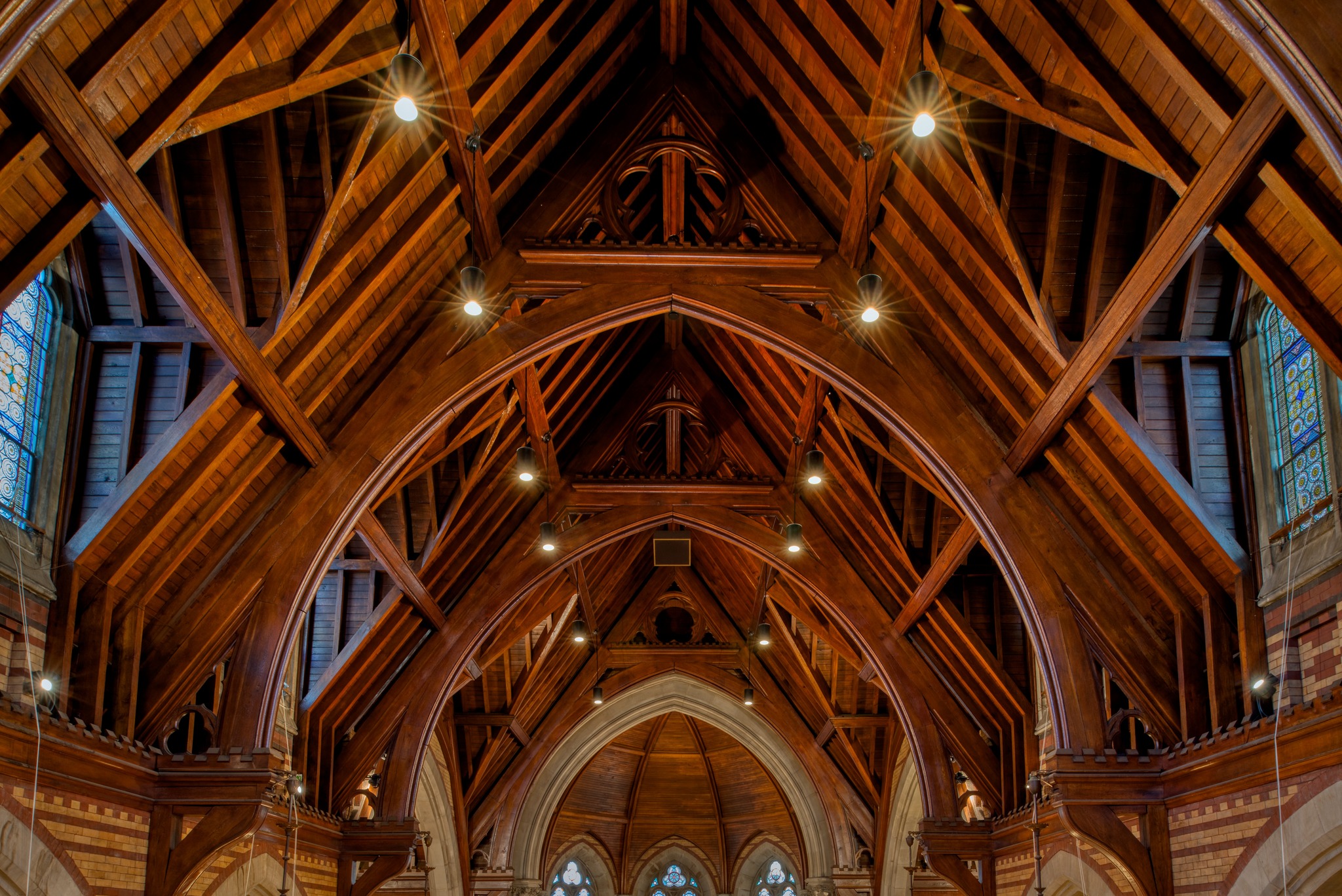 vaulted ceiling of church