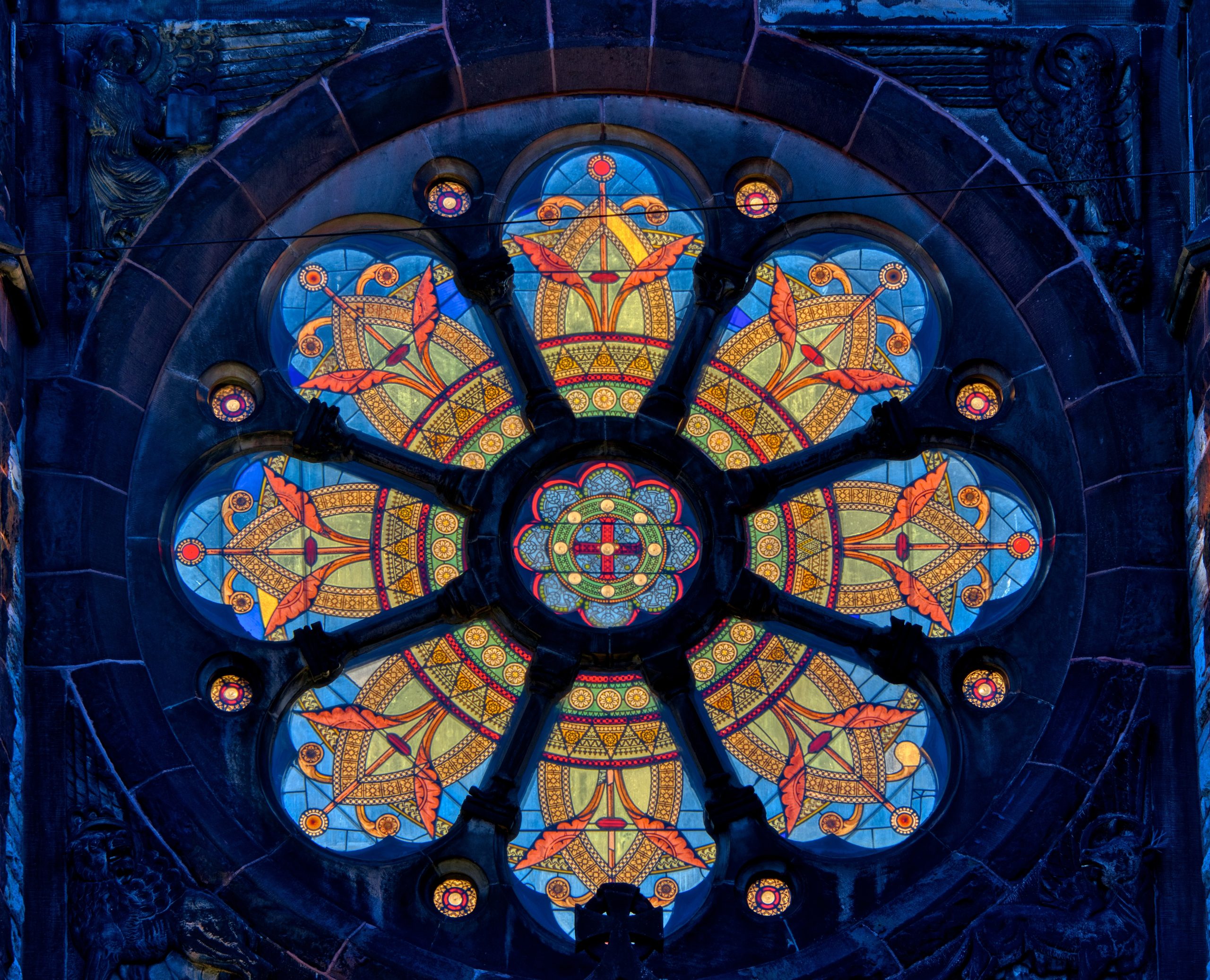 stained glass rosette window