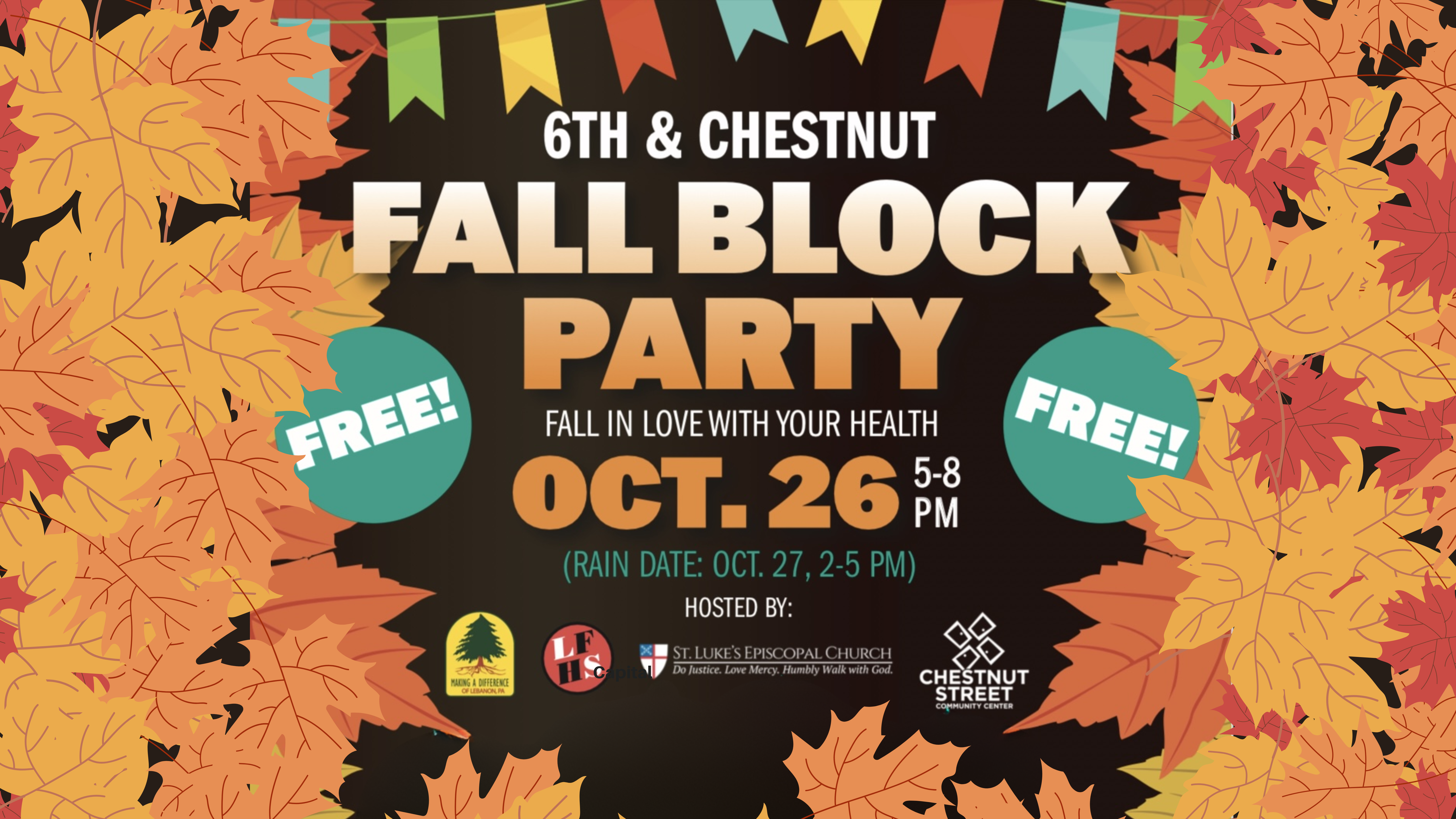 fall block party October 26 5 pm to 8 pm FREE